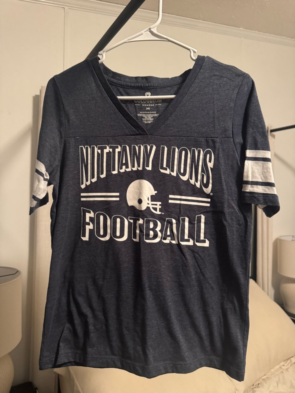Colosseum Navy & White Nittany Lions Football V-Neck Tee